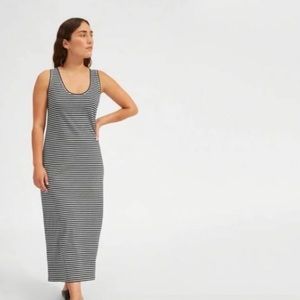 Everlane Black & White Striped Cotton Tank Midi Dress Women's Size Medium Casual